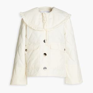 NWT Ganni Natural Ruffled Quilted Shell Jacket